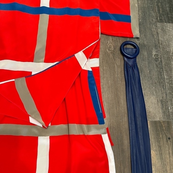 TED LAPIDUS Paris Vintage 80s Short Sleeves Color Blocked Dress US 8/40. - Picture 9 of 14